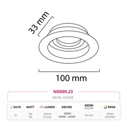 Nevo Sıva Altı Led Spot Eskitme Siyah ND600