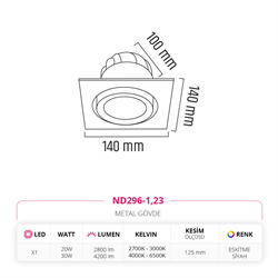 Nevo Sıva Altı Led Spot Eskitme Siyah ND296-1