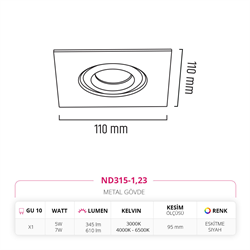 Nevo Sıva Altı Led Spot Eskitme Siyah ND315-1