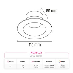 Nevo Sıva Altı Led Spot Eskitme Siyah ND311