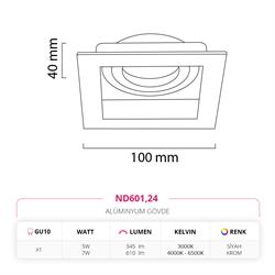 Nevo Sıva Altı Led Spot Krom Siyah ND601