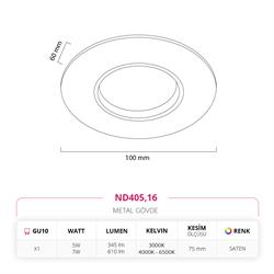 Nevo Sıva Altı LED Spot Saten ND405