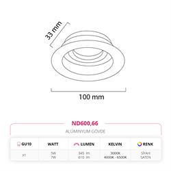 Nevo Sıva Altı Led Spot Saten Siyah ND600