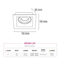 Nevo Sıva Altı Led Spot Siyah Beyaz ND320-1