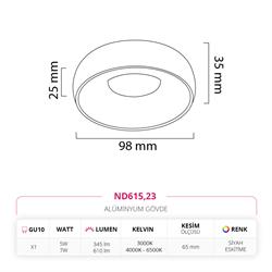 Nevo Sıva Altı Led Spot Siyah Eskitme ND615