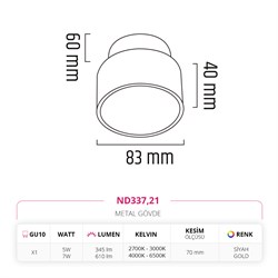 Nevo Sıva Altı Led Spot Siyah Gold ND337