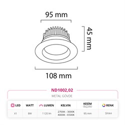 Nevo Sıva Altı Led Spot Siyah ND1002