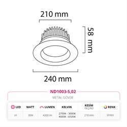 Nevo Sıva Altı Led Spot Siyah ND1003-5