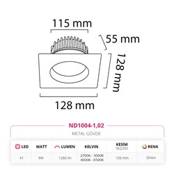 Nevo Sıva Altı Led Spot Siyah ND1004-1