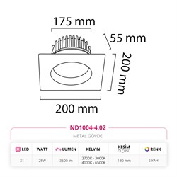 Nevo Sıva Altı Led Spot Siyah ND1004-4