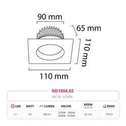 Nevo Sıva Altı Led Spot Siyah ND1004