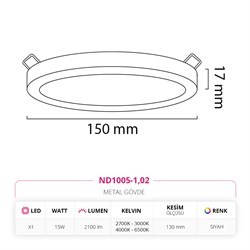 Nevo Sıva Altı Led Spot Siyah ND1005-1