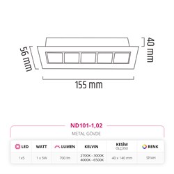 Nevo Sıva Altı Led Spot Siyah ND101-1