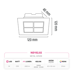 Nevo Sıva Altı Led Spot Siyah ND102
