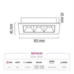 Nevo Sıva Altı Led Spot Siyah ND103