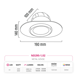 Nevo Sıva Altı Led Spot Siyah ND295-1