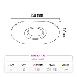 Nevo Sıva Altı Led Spot Siyah ND310-1