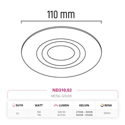 Nevo Sıva Altı Led Spot Siyah ND310