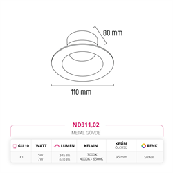 Nevo Sıva Altı Led Spot Siyah ND311