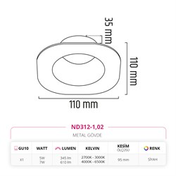 Nevo Sıva Altı Led Spot Siyah ND312-1