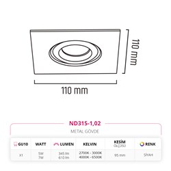 Nevo Sıva Altı Led Spot Siyah ND315-1