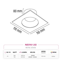 Nevo Sıva Altı Led Spot Siyah ND316-1