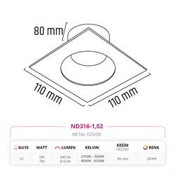Nevo Sıva Altı Led Spot Siyah ND316-1