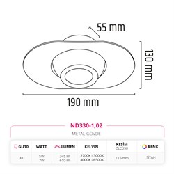 Nevo Sıva Altı Led Spot Siyah ND330-1