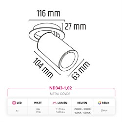 Nevo Sıva Altı Led Spot Siyah ND343-1