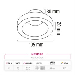 Nevo Sıva Altı Led Spot Siyah ND349