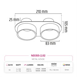 Nevo Sıva Altı Led Spot Siyah ND355-2