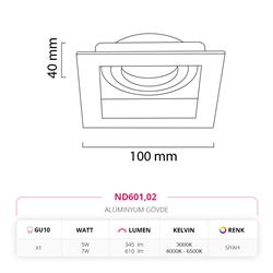 Nevo Sıva Altı Led Spot Siyah ND601