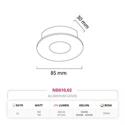 Nevo Sıva Altı Led Spot Siyah ND610