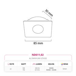 Nevo Sıva Altı Led Spot Siyah ND611