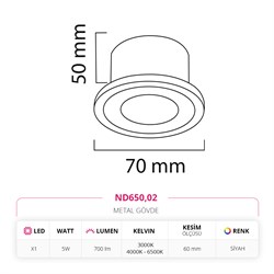 Nevo Sıva Altı Led Spot Siyah ND650