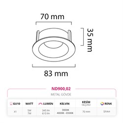 Nevo Sıva Altı Led Spot Siyah ND900