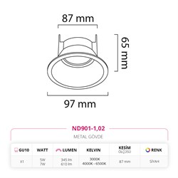Nevo Sıva Altı Led Spot Siyah ND901-1