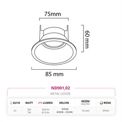 Nevo Sıva Altı Led Spot Siyah ND901