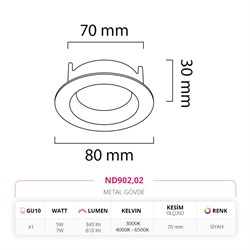 Nevo Sıva Altı Led Spot Siyah ND902