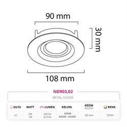 Nevo Sıva Altı Led Spot Siyah ND903