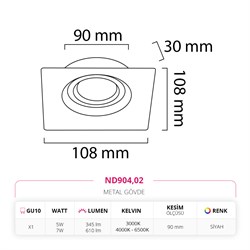 Nevo Sıva Altı Led Spot Siyah ND904