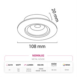 Nevo Sıva Altı Led Spot Siyah ND906