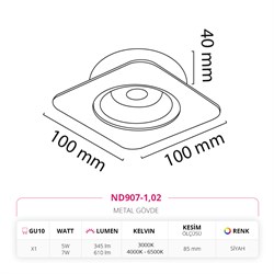 Nevo Sıva Altı Led Spot Siyah ND907-1