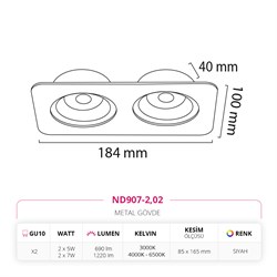 Nevo Sıva Altı Led Spot Siyah ND907-2