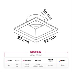 Nevo Sıva Altı Led Spot Siyah ND908