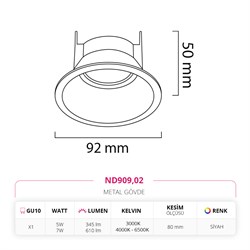 Nevo Sıva Altı Led Spot Siyah ND909