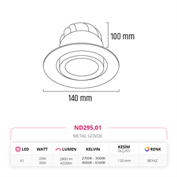 Nevo Sıva Altı Led Spot Beyaz ND295