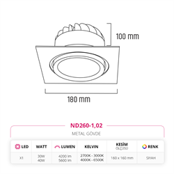 Nevo Sıva Altı Led Spot Siyah ND260-1