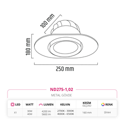 Nevo Sıva Altı Led Spot Siyah ND275-1