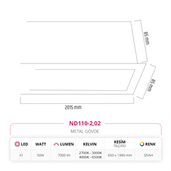 Nevo 200 Cm Sıva Altı Linear Armatür Siyah ND110-2